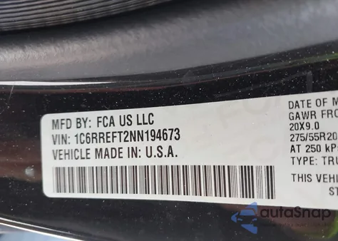 2022 Ram 1500 Big Horn 4X2 5'7 Box z USA, uszkodzony, nr VIN 1C6RREFT2NN194673